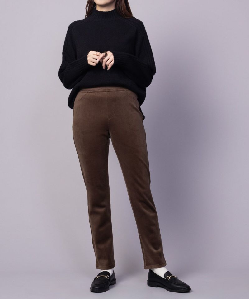 【新品】Dries Van Noten レディース　スラックス　ブラウン　ベロア nAvy 温℃裏ベロアスリムパンツ レディース