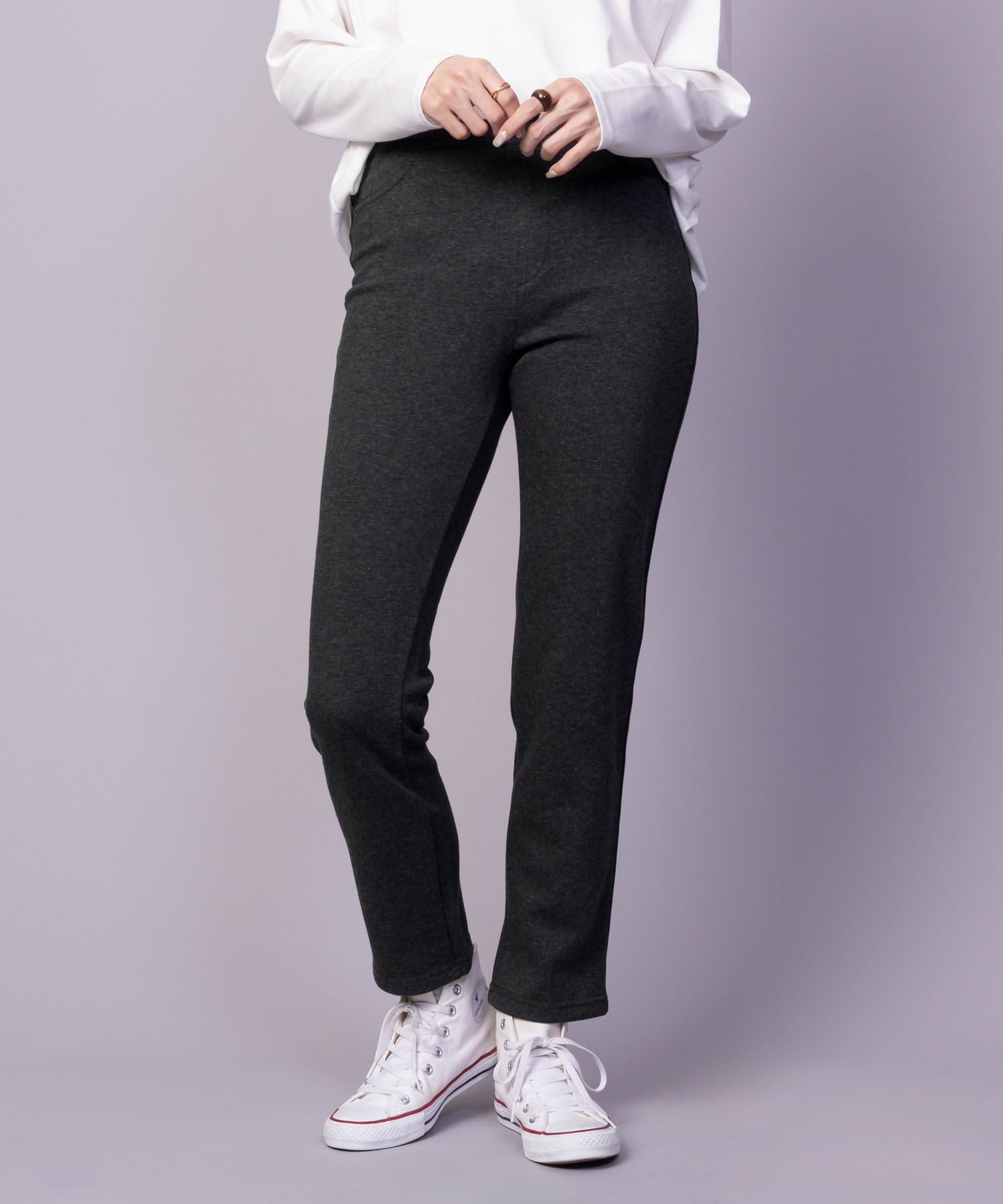 nAvy 温℃裏シャギースリムストレートパンツ レディース