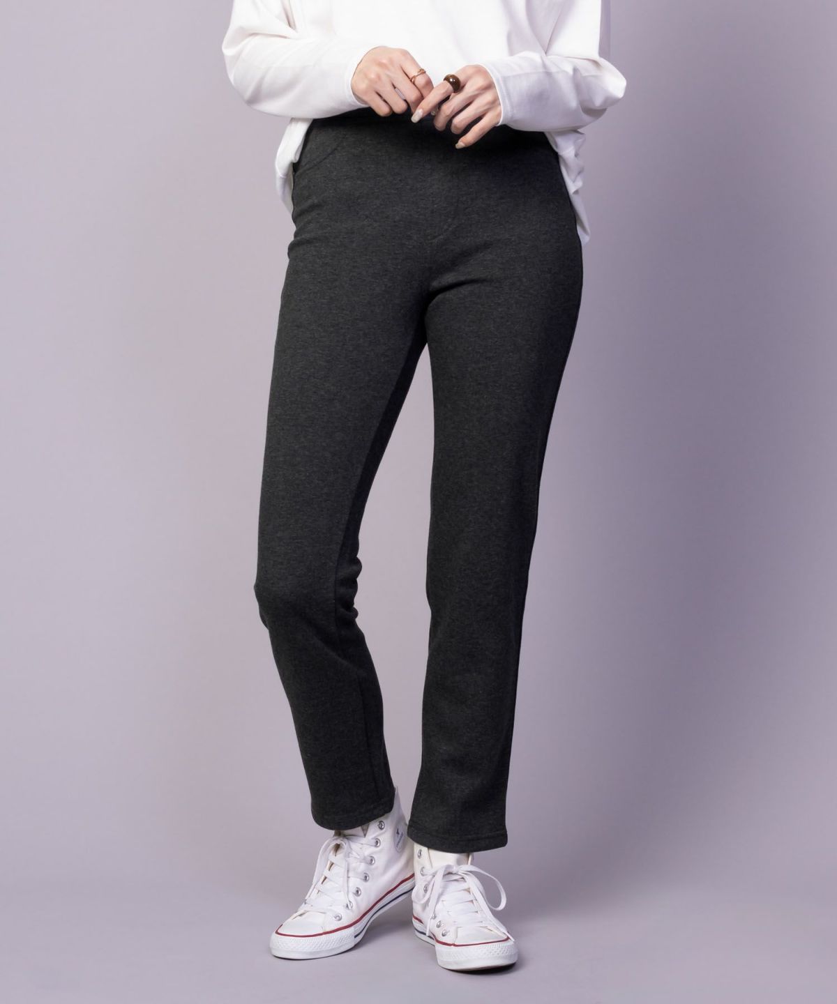 nAvy 温℃裏シャギースリムストレートパンツ レディース