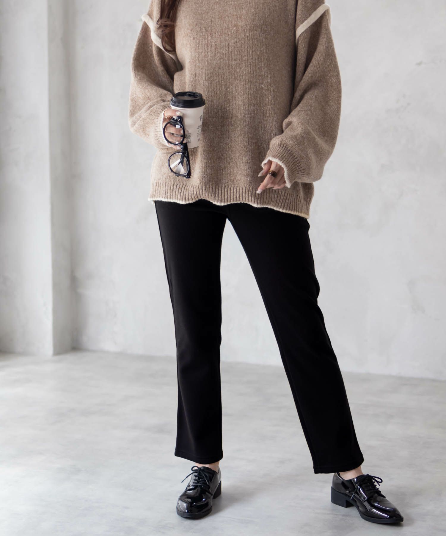 nAvy 温℃裏シャギースリムストレートパンツ レディース