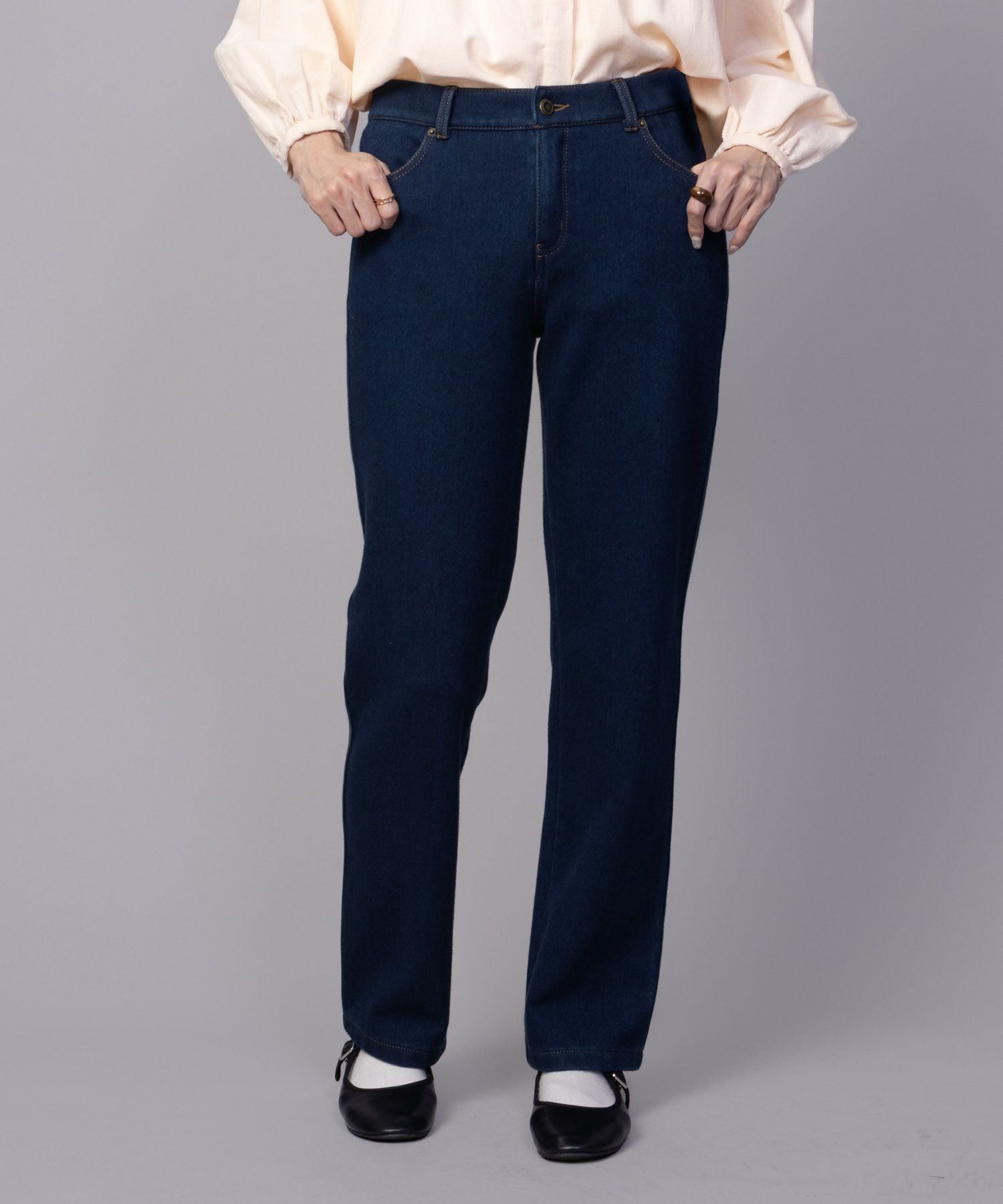 nAvy 温℃裏起毛ストレートパンツ レディース