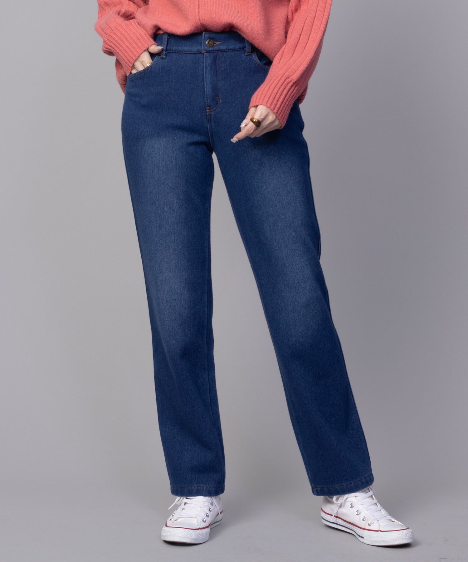 nAvy 温℃裏起毛ストレートパンツ レディース