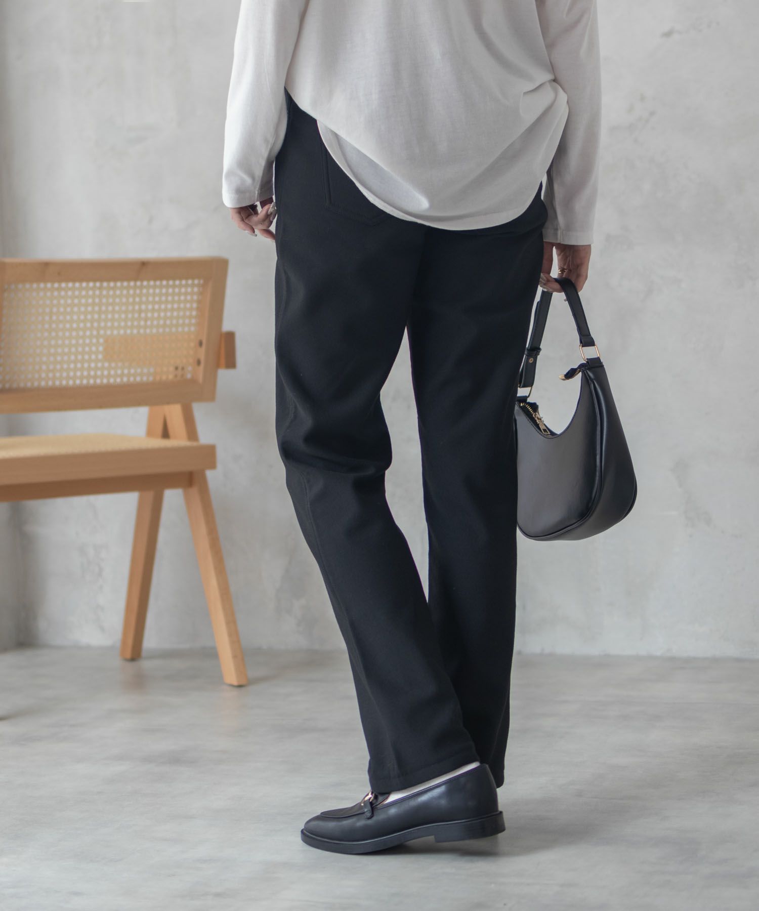 nAvy 温℃裏起毛ストレートパンツ レディース