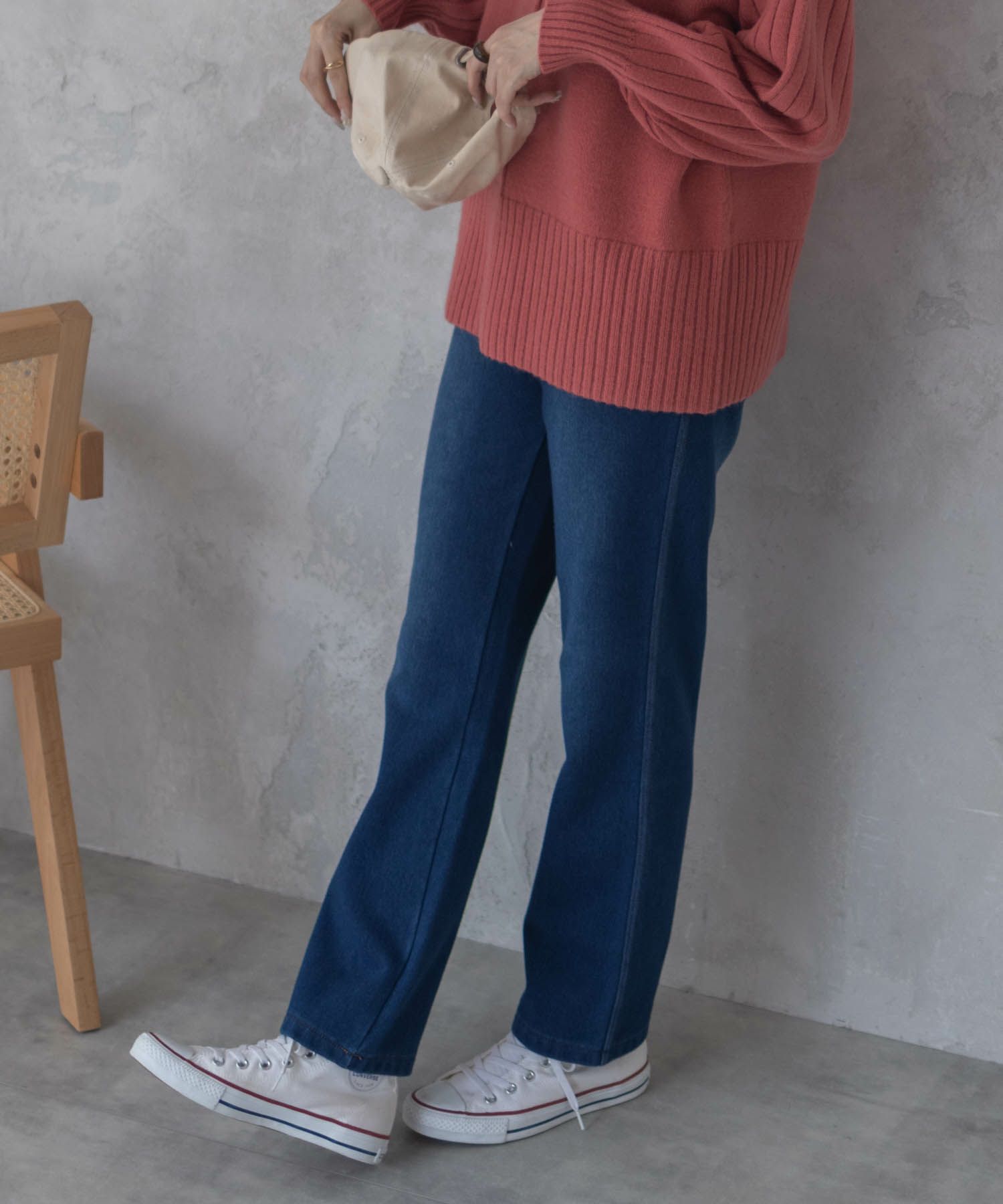 nAvy 温℃裏起毛ストレートパンツ レディース