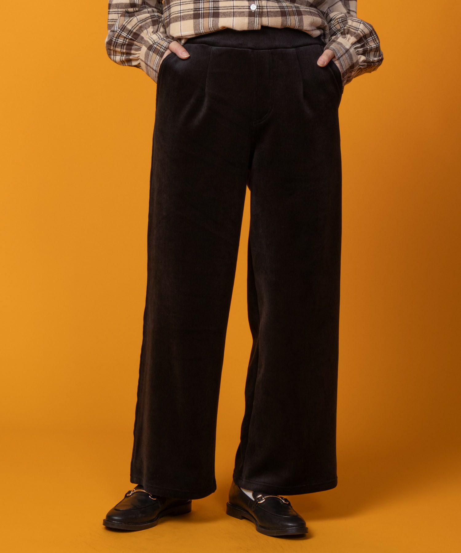 nAvy 温℃裏ベロアワイドパンツ レディース