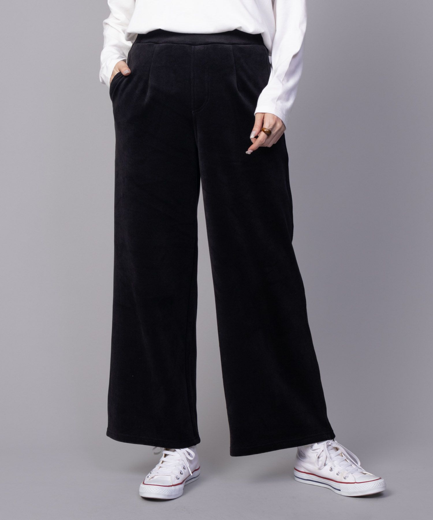 nAvy 温℃裏ベロアワイドパンツ レディース