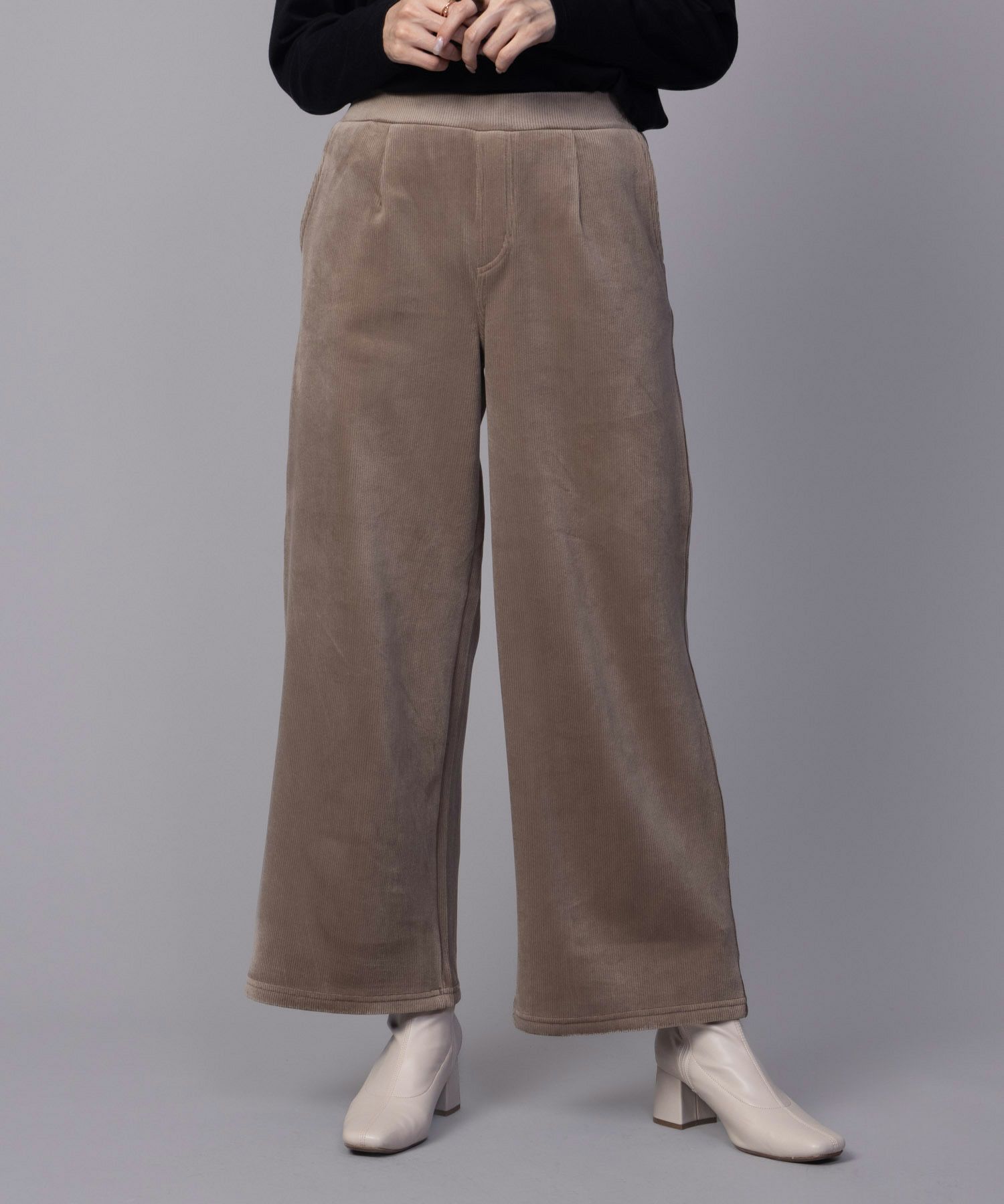 nAvy 温℃裏ベロアワイドパンツ レディース