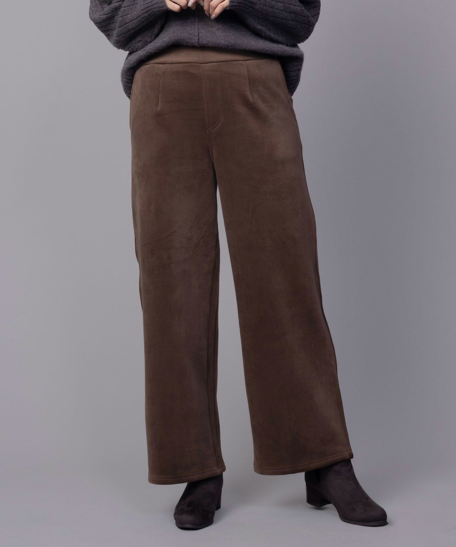 nAvy 温℃裏ベロアワイドパンツ レディース