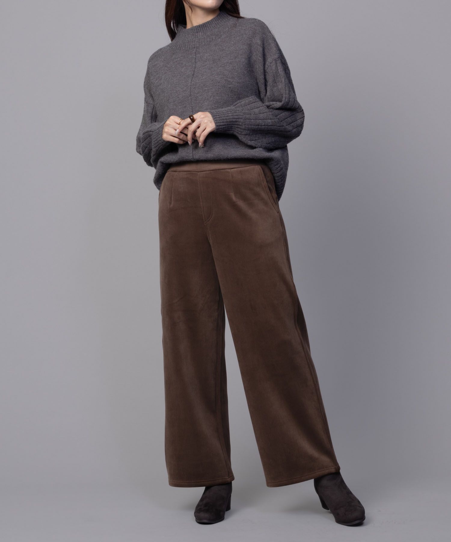 nAvy 温℃裏ベロアワイドパンツ レディース