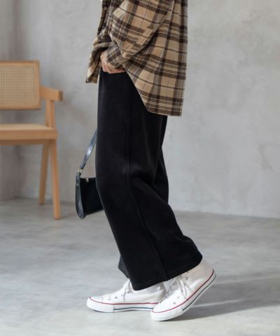 [期間限定価格]nAvy 温℃ 裏ベロア セミワイドパンツ レディース