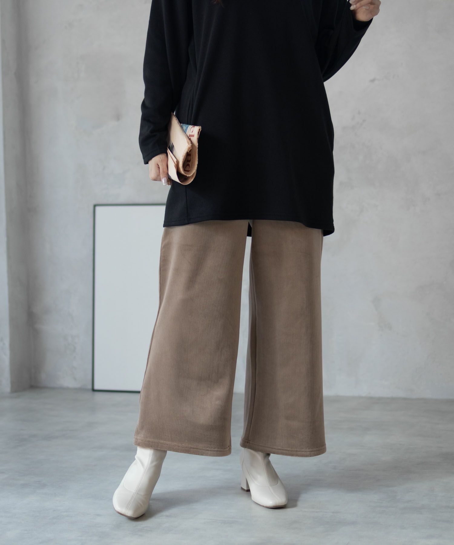 nAvy 温℃裏ベロアワイドパンツ レディース