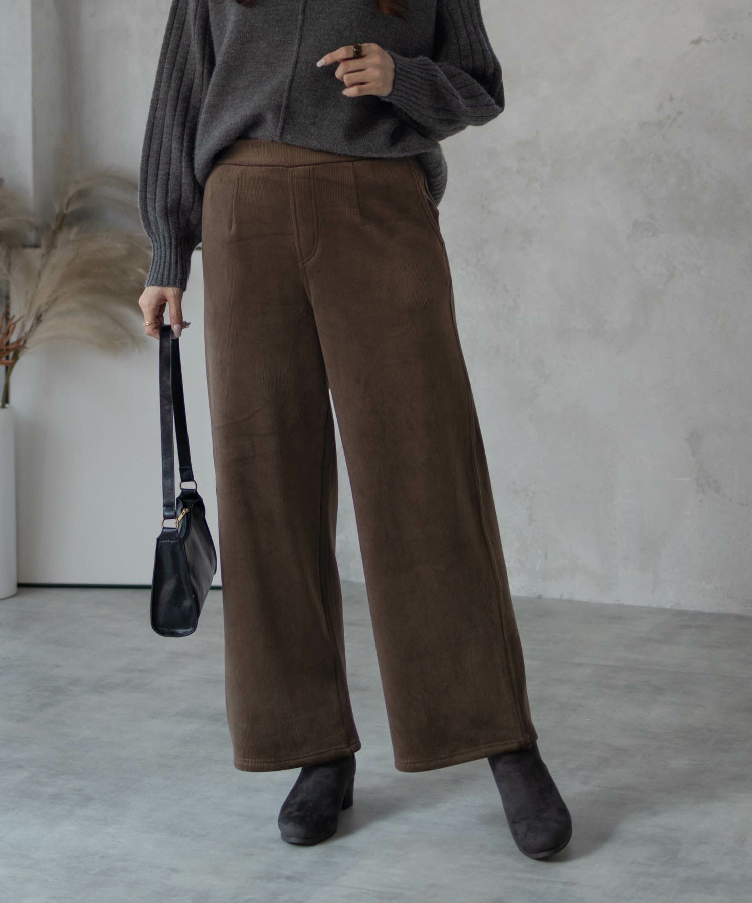 nAvy 温℃裏ベロアワイドパンツ レディース