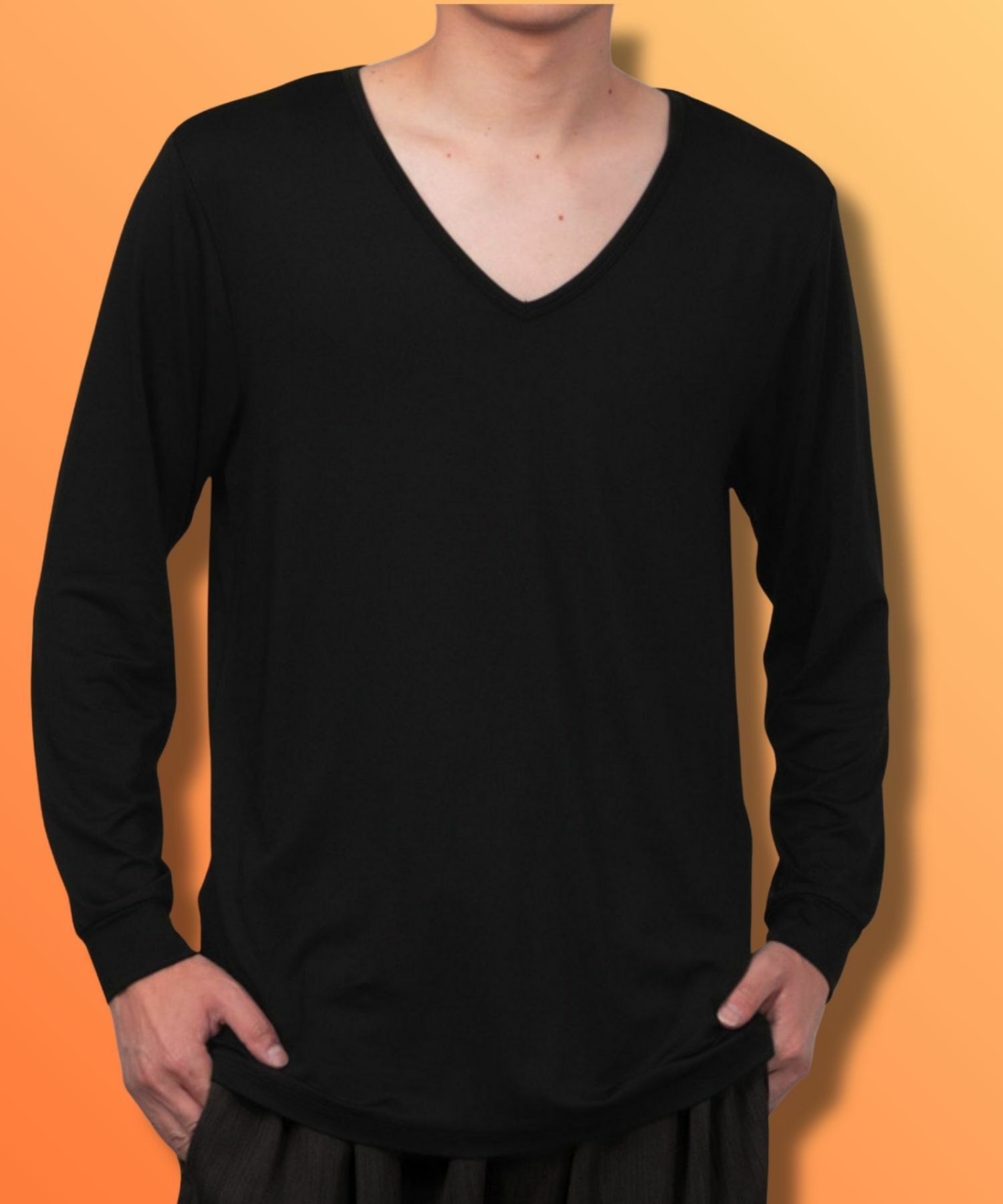 [期間限定価格]MAC HEAT  VネックインナーTシャツ9分袖 メンズ メール便 対応商品商品画像-1