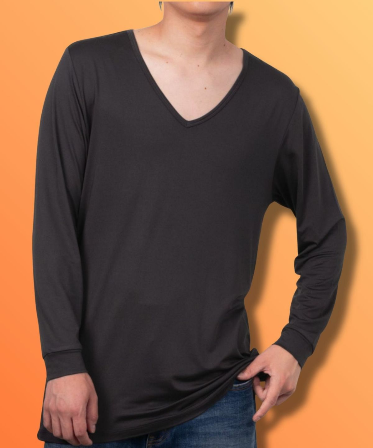 MAC HEAT VネックインナーTシャツ9分袖 メンズ ネコポス 対応商品