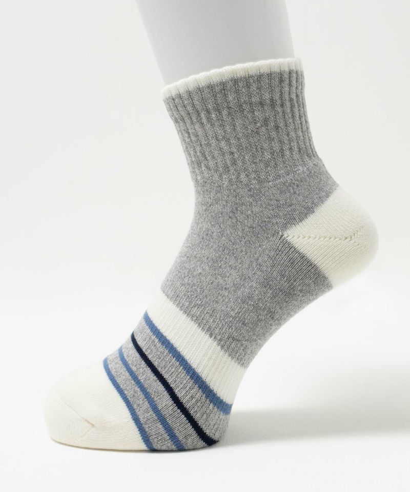 NAVY クォーターソックス 配色ボーダー メンズ商品画像-1