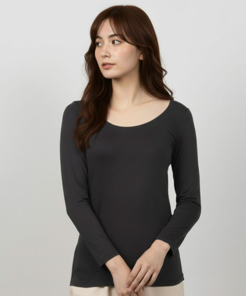 [期間限定価格]MAC HEAT  UネックインナーTシャツ8分袖 レディース メール便 対応商品商品画像-1