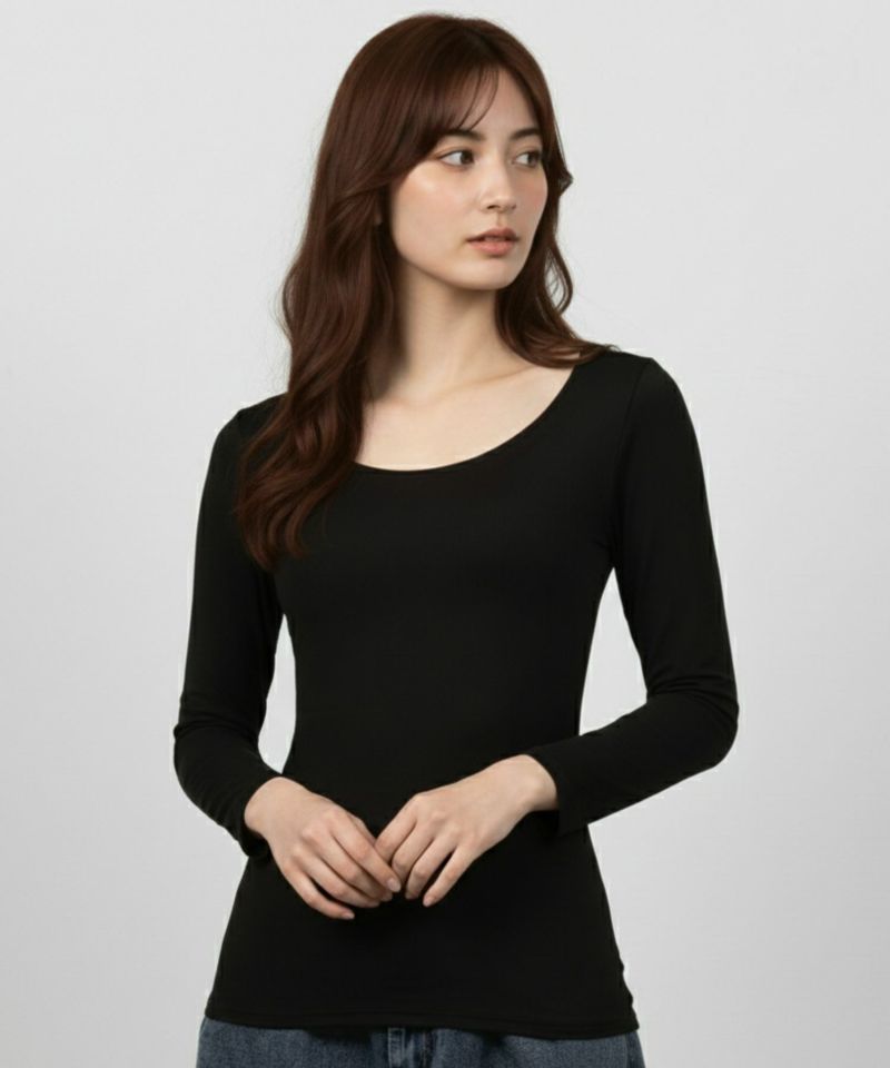 [期間限定価格]MAC HEAT  UネックインナーTシャツ8分袖 レディース メール便 対応商品商品画像-2