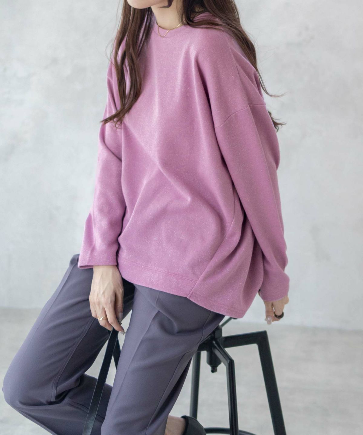 nAvy ラメ裏毛コクーンプルオーバー レディース