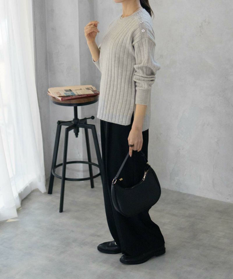 nAvy  もちり もちもち 洗えるニット 肩ボタンクルーネック レディース商品画像-9