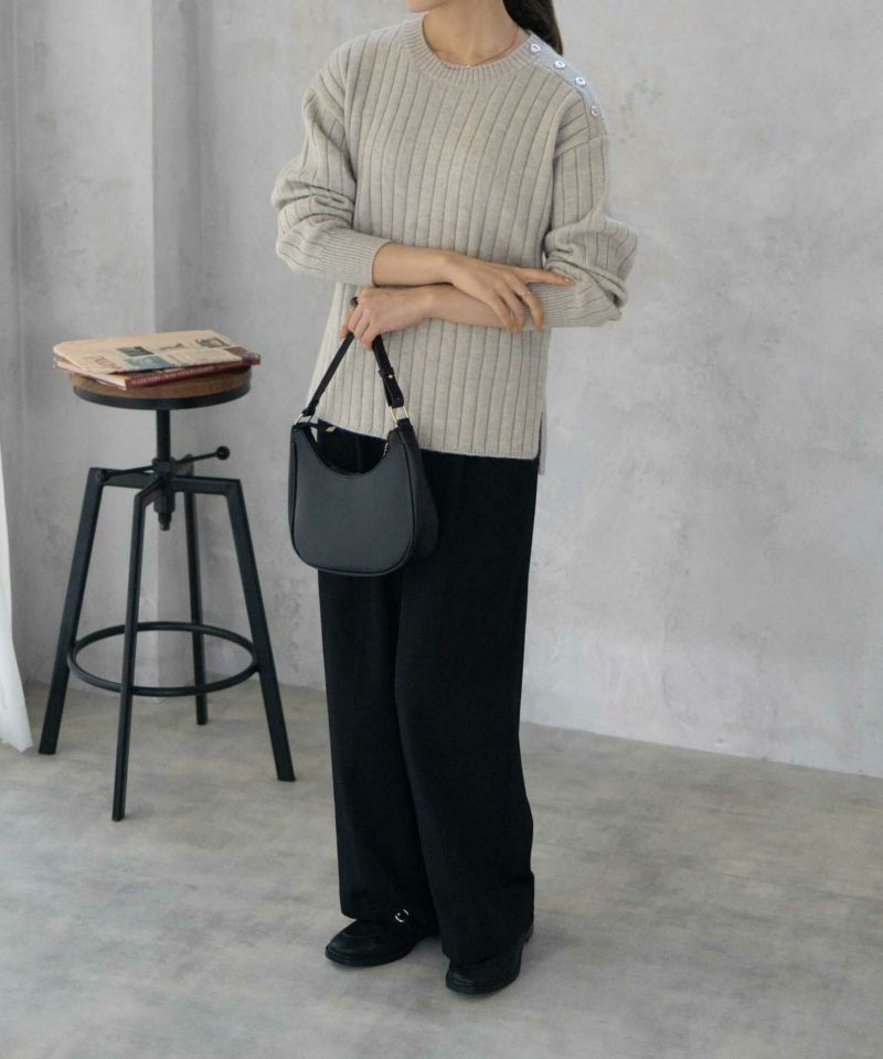 [さらに50%OFF]nAvy  もちり もちもち 洗えるニット 肩ボタンクルーネック レディース商品画像-10