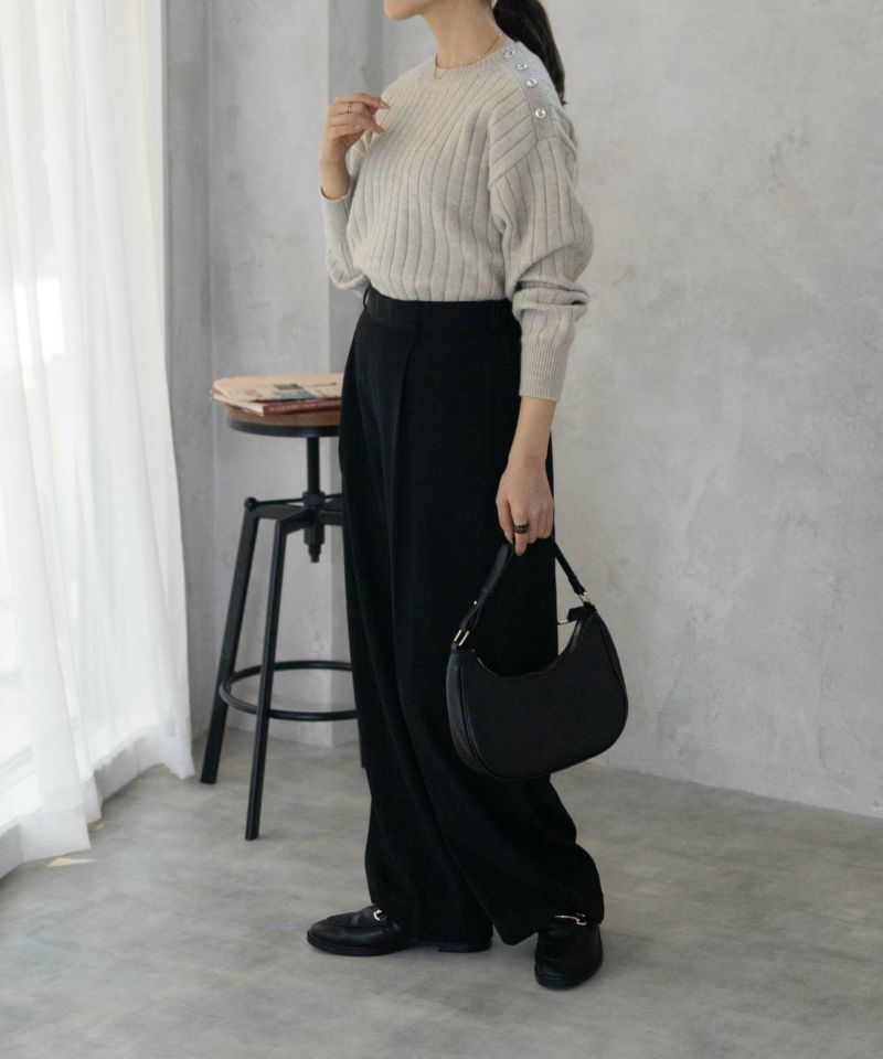 nAvy  もちり もちもち 洗えるニット 肩ボタンクルーネック レディース商品画像-15