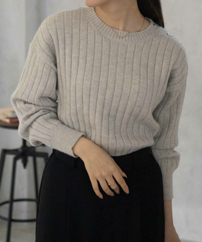 nAvy  もちり もちもち 洗えるニット 肩ボタンクルーネック レディース商品画像-18