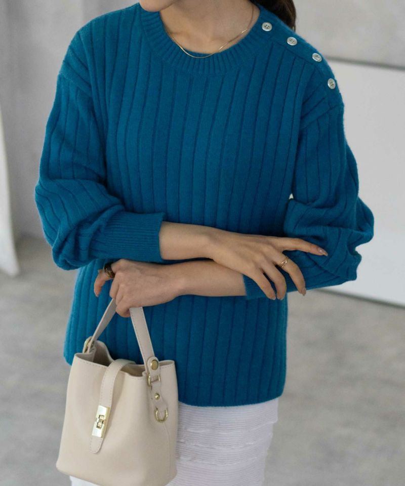 [さらに50%OFF]nAvy  もちり もちもち 洗えるニット 肩ボタンクルーネック レディース商品画像-23