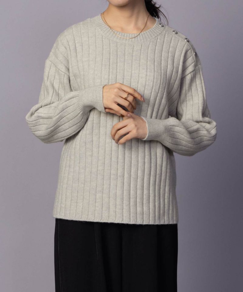 [さらに50%OFF]nAvy  もちり もちもち 洗えるニット 肩ボタンクルーネック レディース商品画像-26