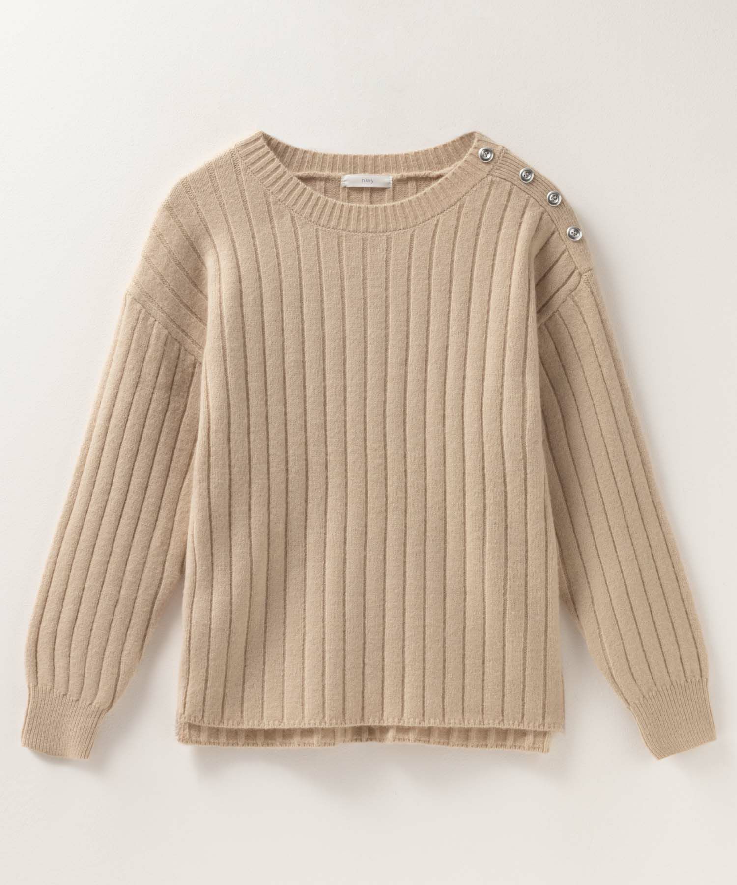 nAvy もちり もちもち 洗えるニット 肩ボタンクルーネック レディース