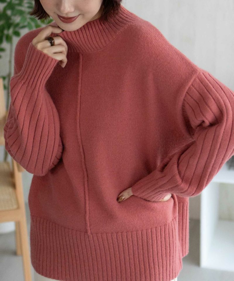 [期間限定価格]nAvy  もちり もちもち 洗えるニット 切替ハイネック レディース商品画像-3