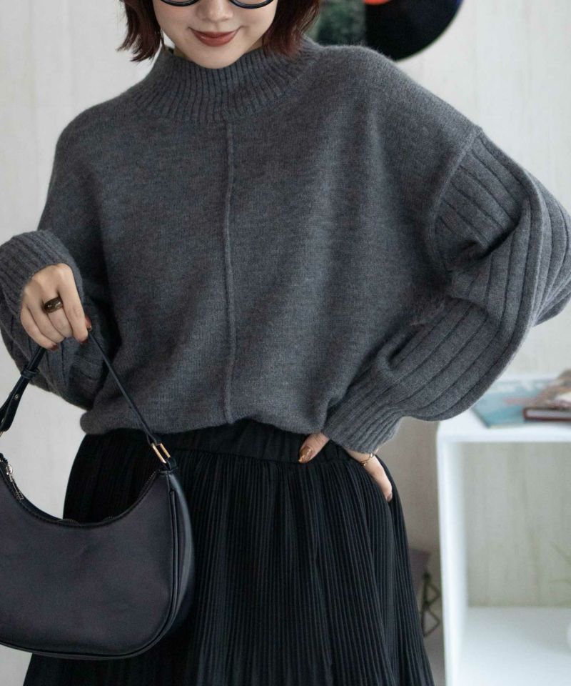 nAvy  もちり もちもち 洗えるニット 切替ハイネック レディース商品画像-12