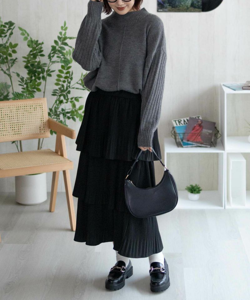 [期間限定価格]nAvy  もちり もちもち 洗えるニット 切替ハイネック レディース商品画像-15