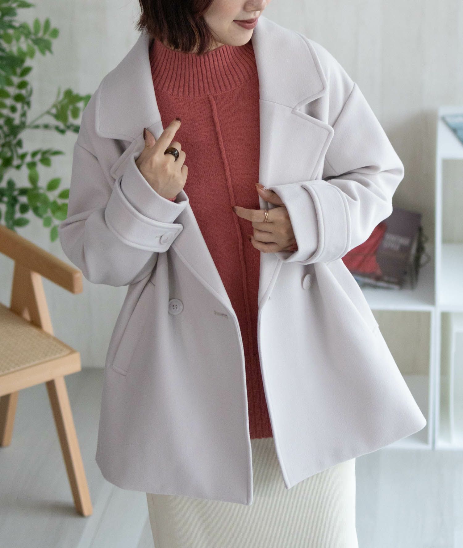 nAvy もちり もちもち 洗えるニット 切替ハイネック レディース