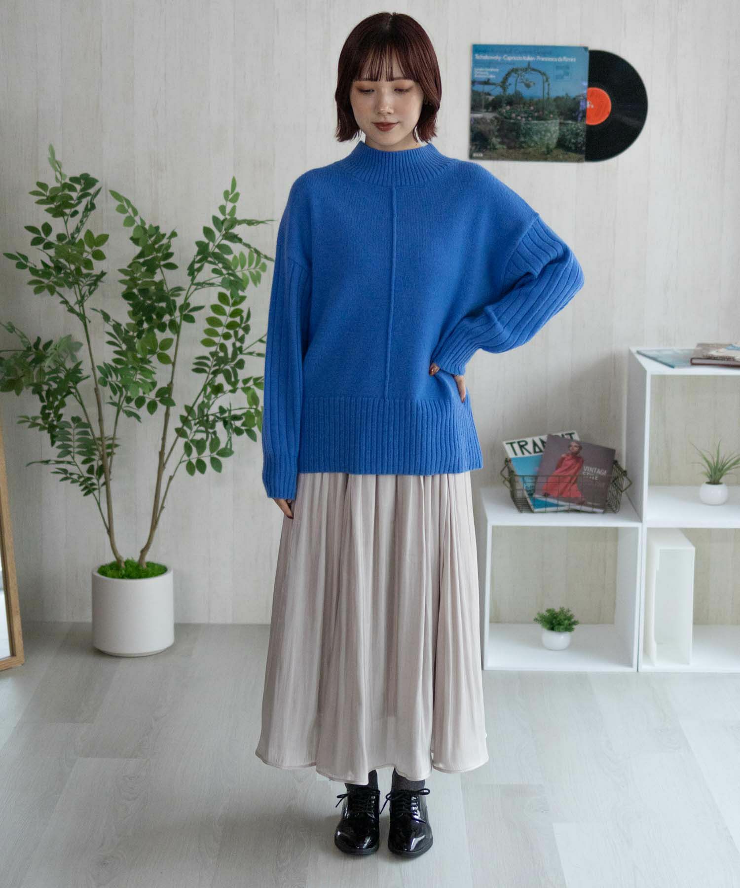 nAvy もちり もちもち 洗えるニット 切替ハイネック レディース