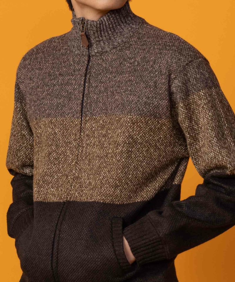 NAVY  温℃ 裏ボアジップスタンドニットジャケット メンズ商品画像-1