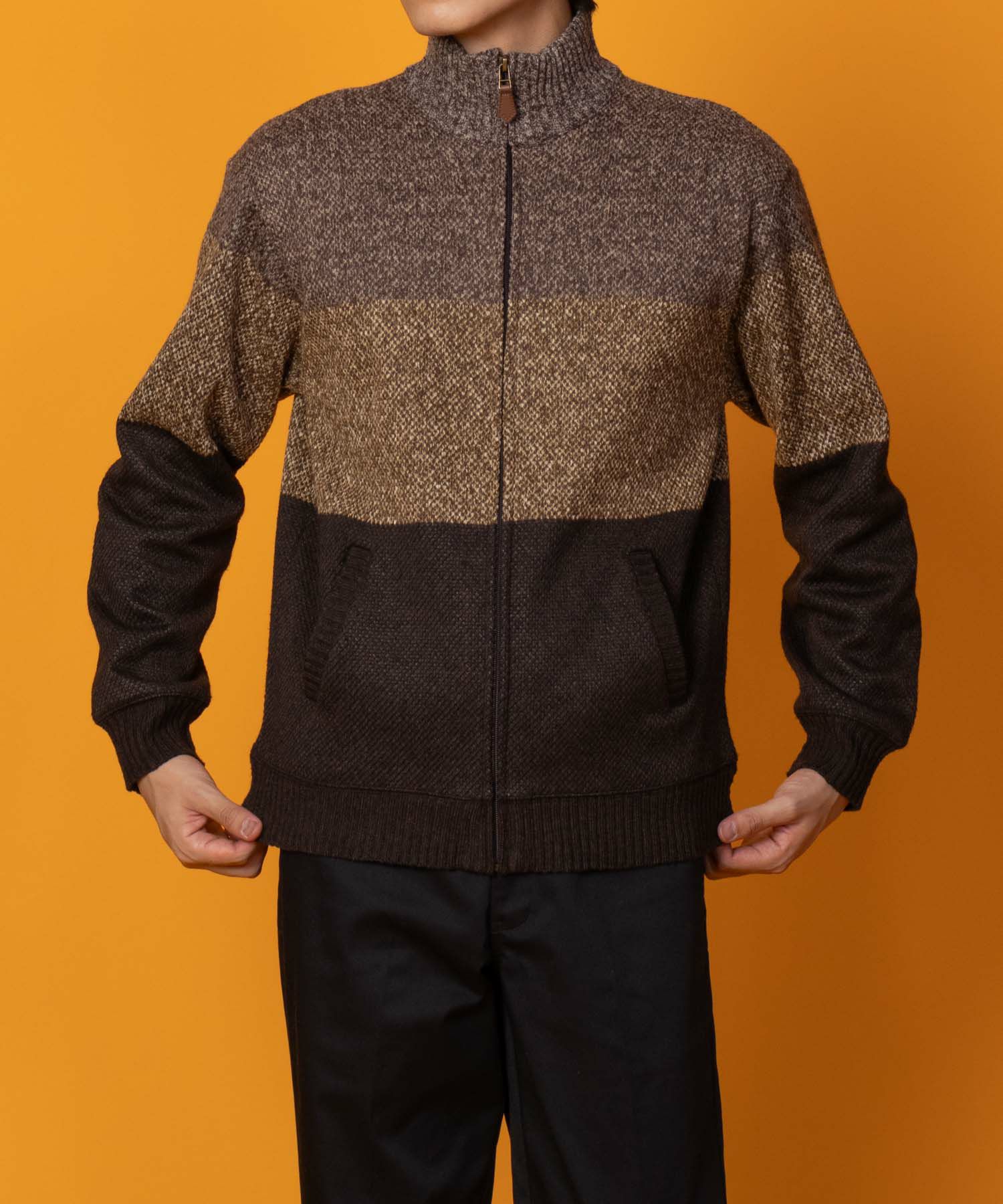 NAVY  温℃ 裏ボアジップスタンドニットジャケット メンズ商品サムネイル-3