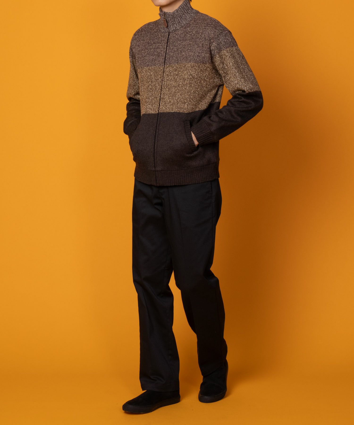 NAVY  温℃ 裏ボアジップスタンドニットジャケット メンズ商品サムネイル-4