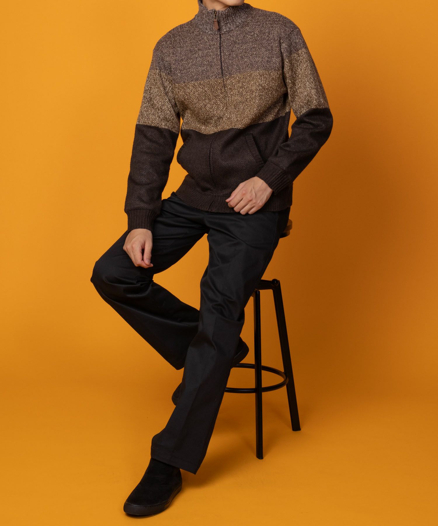 NAVY 温℃ 裏ボアジップスタンドニットジャケット メンズ