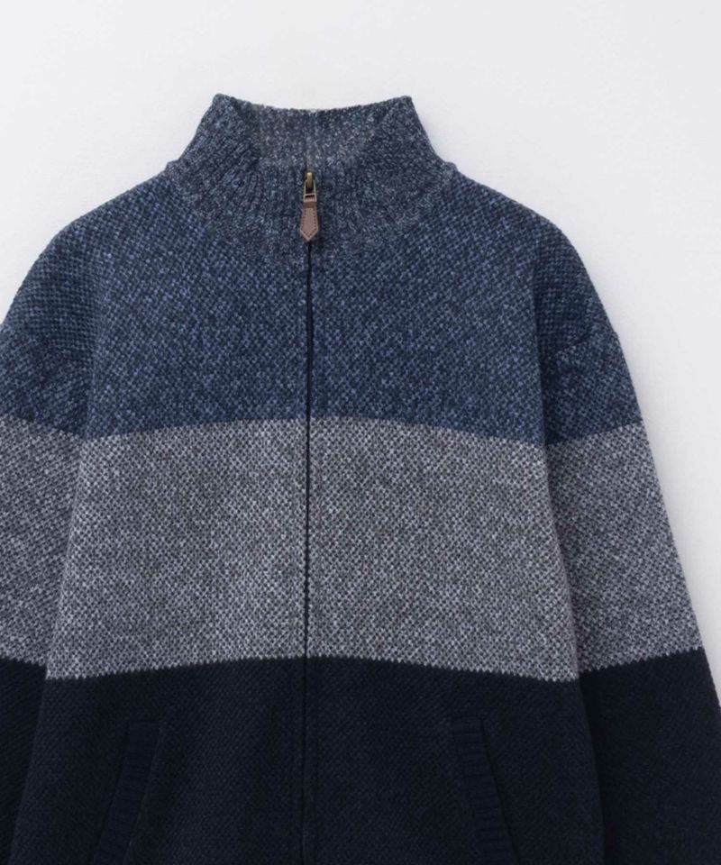 NAVY  温℃ 裏ボアジップスタンドニットジャケット メンズ商品画像-7