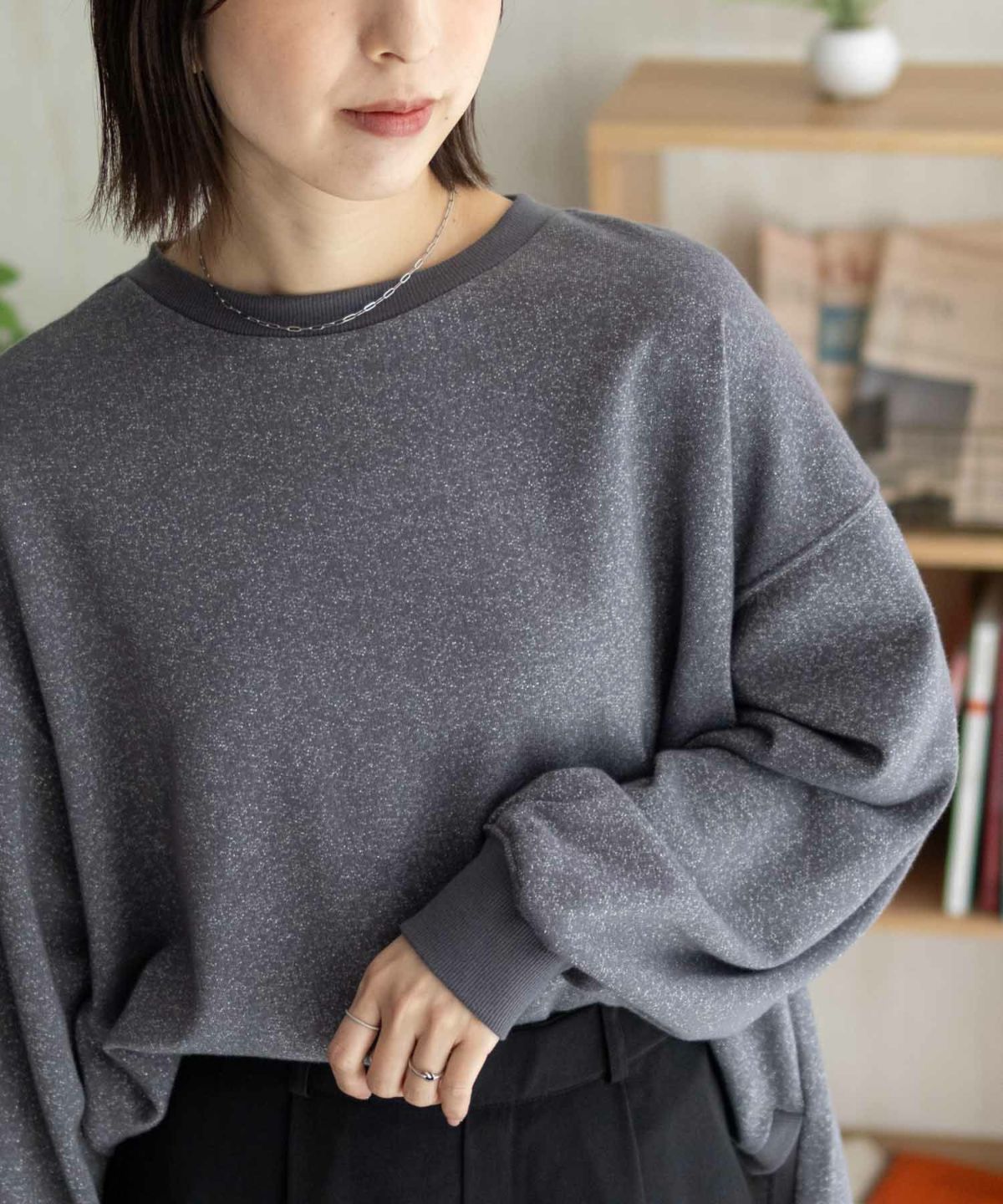 nAvy ラメ裏毛プルオーバー レディース