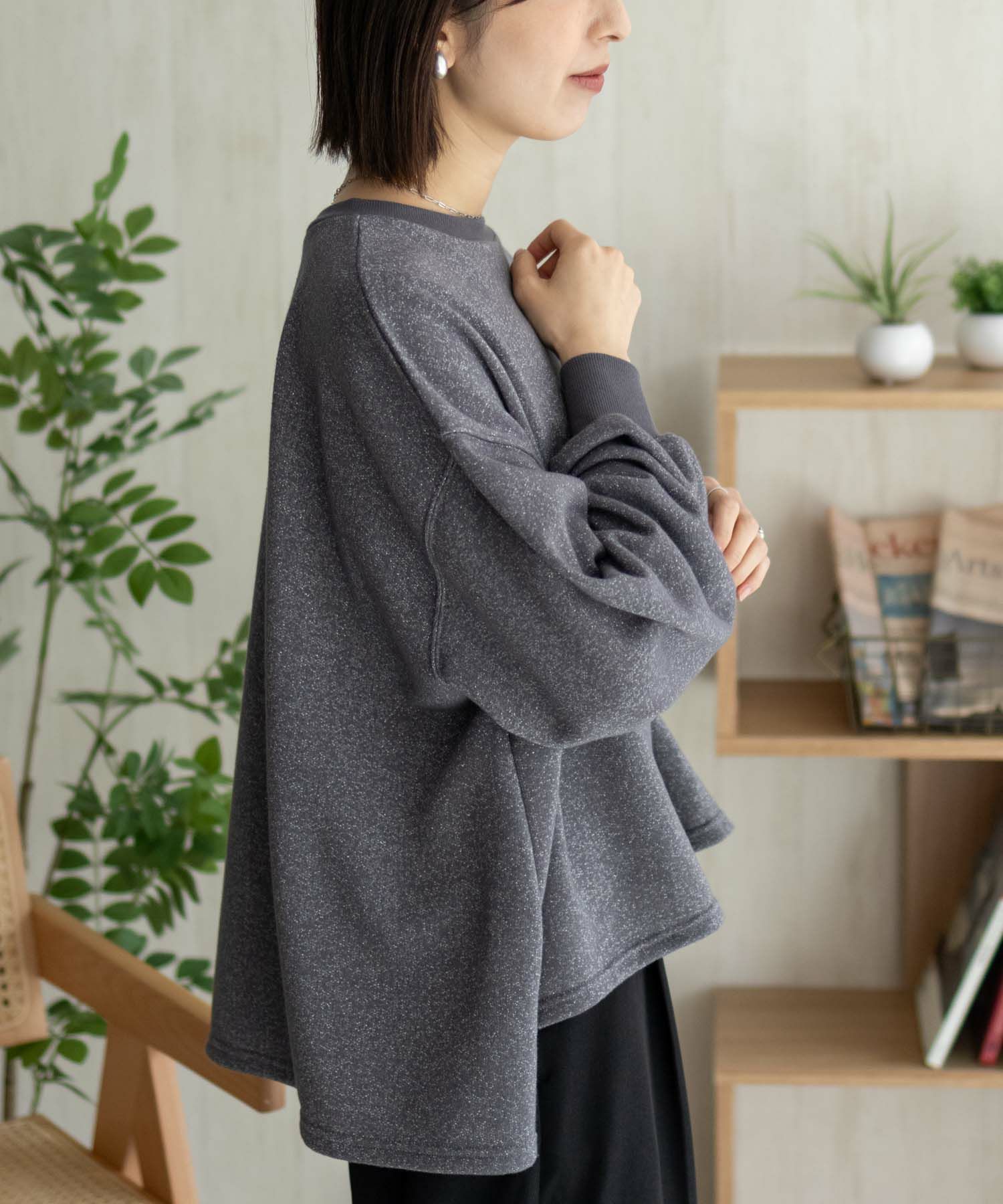 nAvy ラメ裏毛プルオーバー レディース