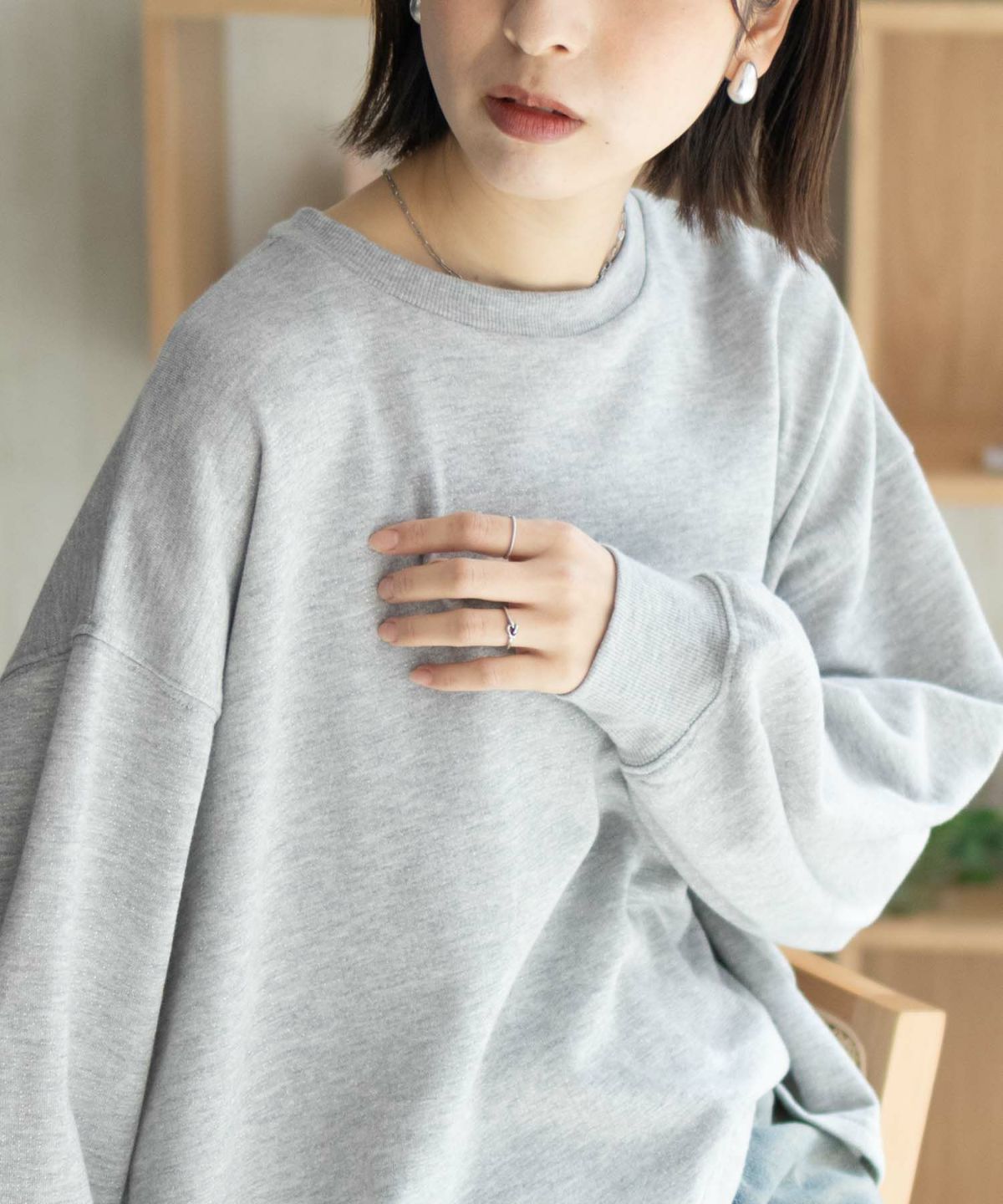 nAvy ラメ裏毛プルオーバー レディース