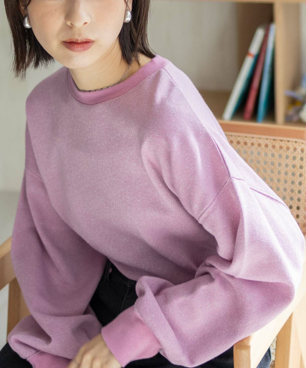 nAvy ラメ裏毛プルオーバー レディース