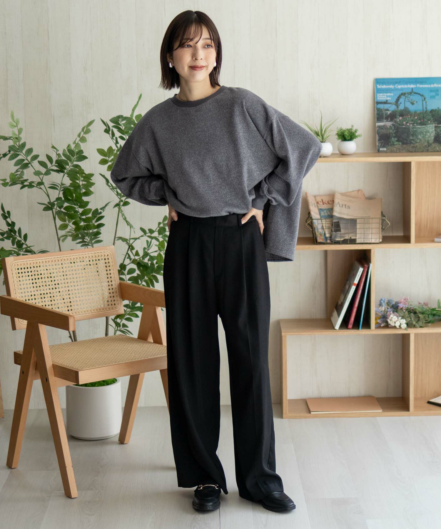 nAvy ラメ裏毛プルオーバー レディース
