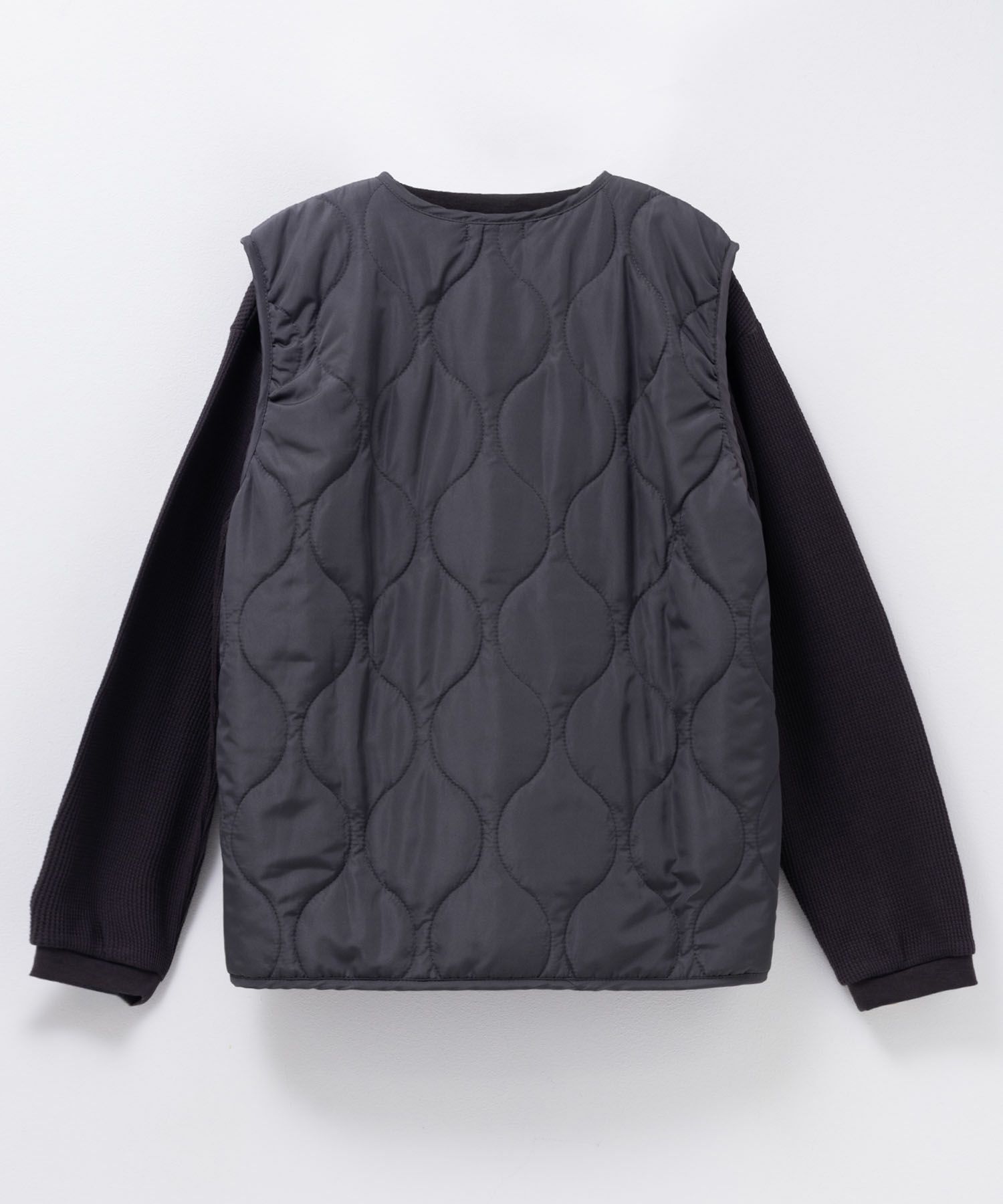NAVY キルトベスト & ワッフル長袖Tシャツ セット アンサンブル キッズ商品サムネイル-4