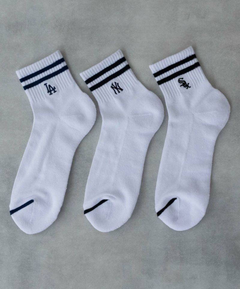 MLB  クォーターソックス ライン入り 3足組 メンズ商品画像-1
