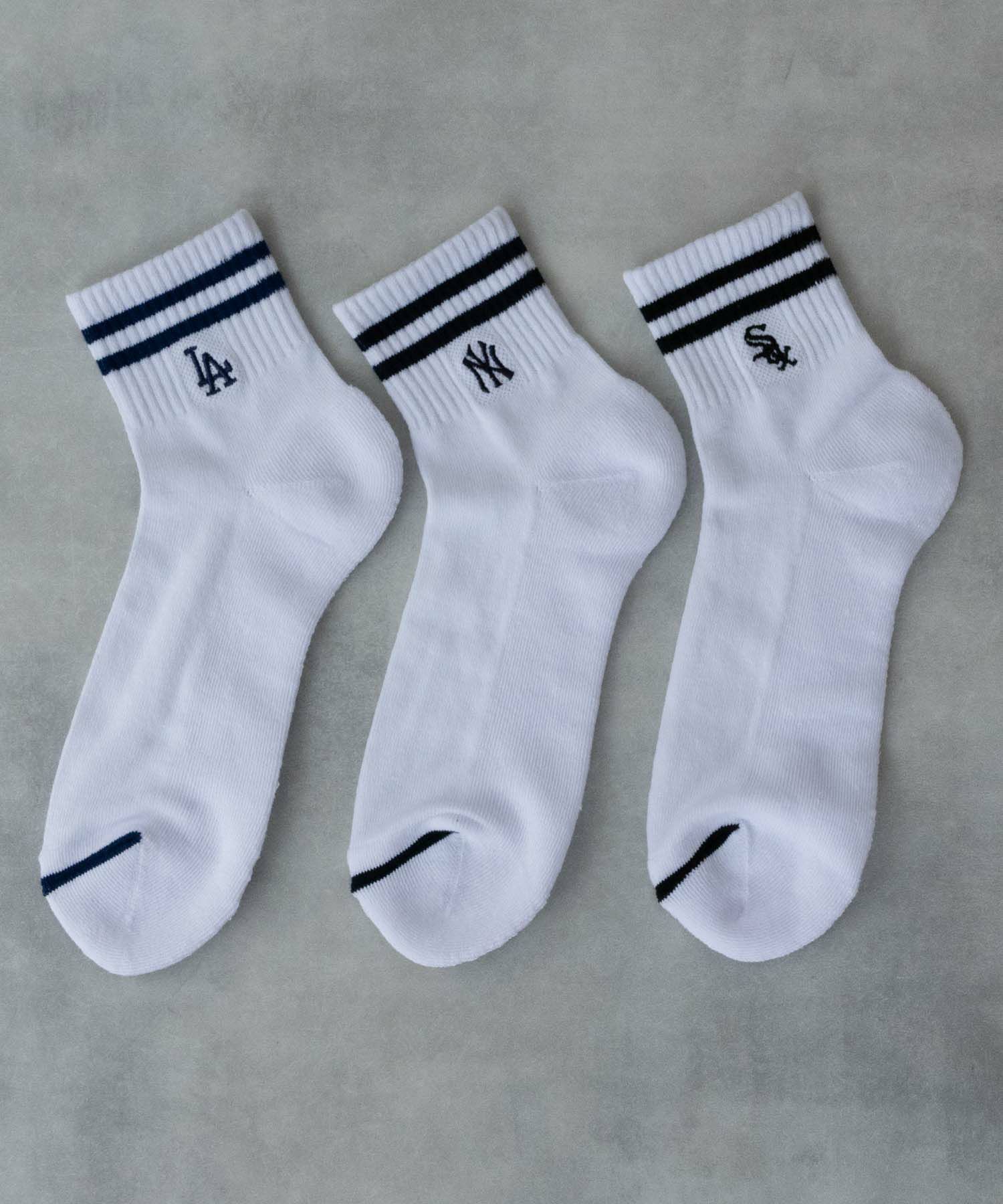 MLB クォーターソックス ライン入り 3足組 メンズ