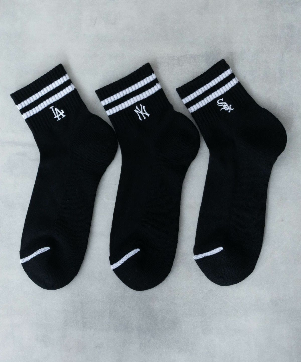 MLB クォーターソックス ライン入り 3足組 メンズ