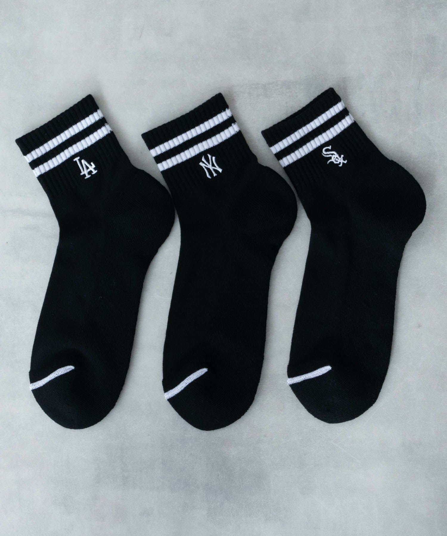 MLB クォーターソックス ライン入り 3足組 メンズ