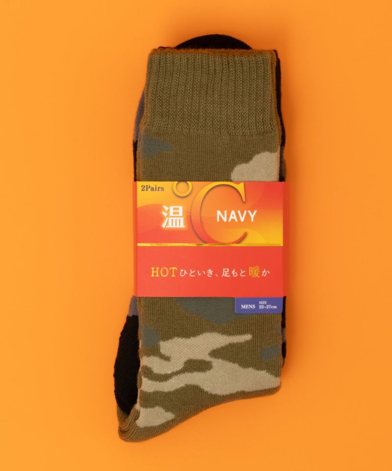NAVY  温℃ クルーソックス 迷彩 2足組 メンズ商品画像-1